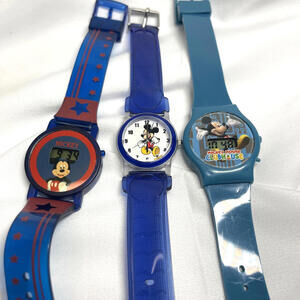 Mickey Mouse Disney Childrens Watches Lot of 3 WORKING, NEW Batteries VINTAGE